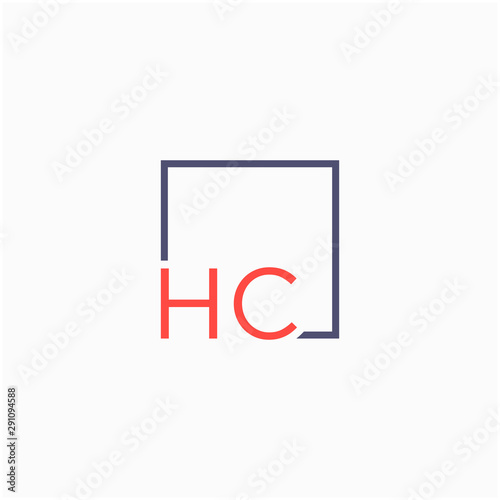 Letter HC Logo design with square frame line art. business consulting concept. studio,room,group icon. Suitable for business, consulting group company. - vector