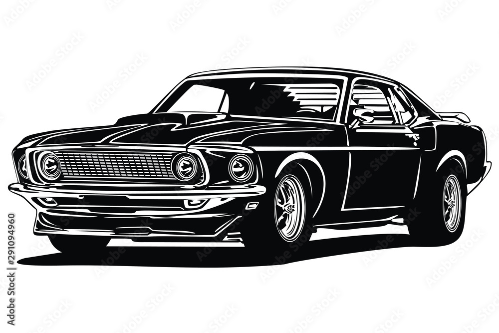 Fototapeta premium Classic vector retro vintage custom car design