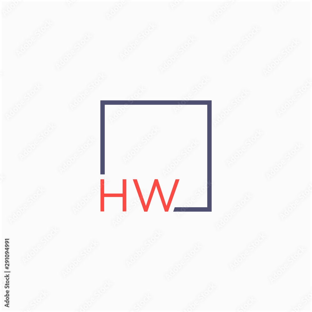 Letter HW Logo design with square frame line art. business consulting concept. studio,room,group icon. Suitable for business, consulting group company. - vector Letter HW Logo design with square frame line art. business consulting concept. studio,room,group icon. Suitable for business, consulting group company. - vector