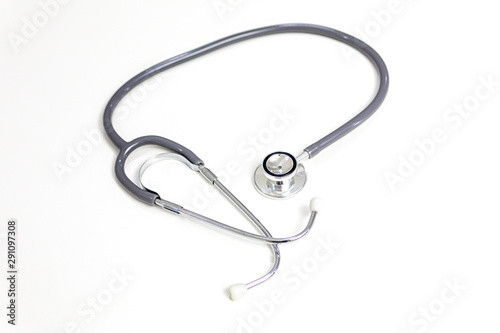 Medical and hospital concept. Stethoscope on white background. phonendoscope for doctor. Stethoscope bright background. Close up equipment medical Stethoscope. Selective focus.