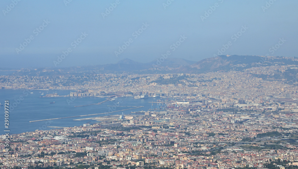 Naples Bay and the city from Vesuvian volcano