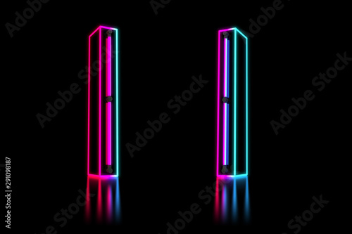 Glowing Colorful Neon Alphabet. 3d rendering illustration.