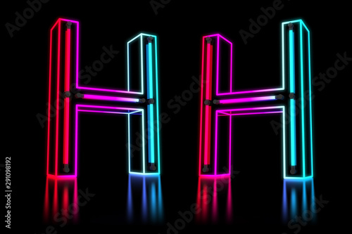 Glowing Colorful Neon Alphabet. 3d rendering illustration.