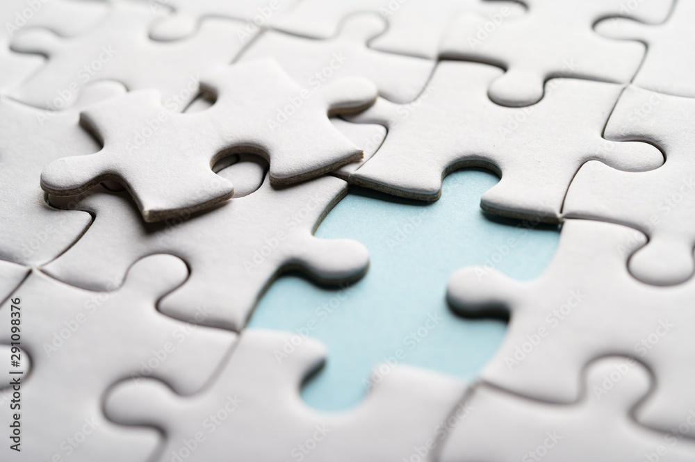 Jigsaw puzzle with missing piece. Missing puzzle pieces Stock Photo | Adobe  Stock