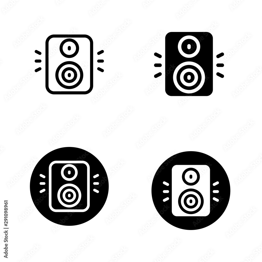 Set of speaker icon with line and silhouette design Set of speaker icon with line and silhouette design