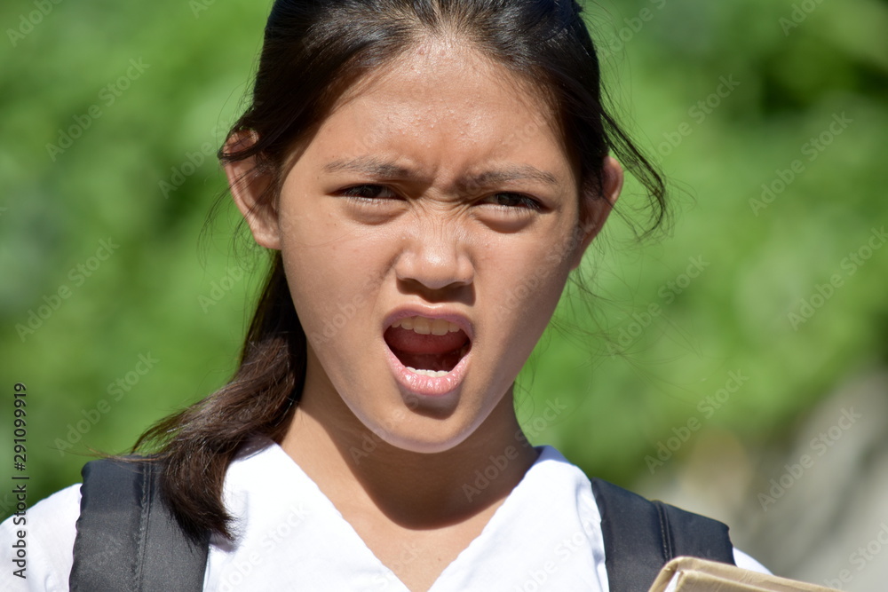 Startled Filipina Student Teenager School Girl