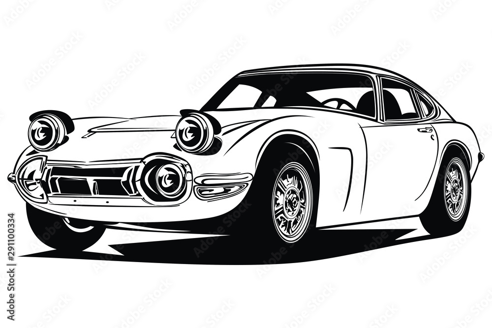Fototapeta premium Classic vector retro vintage custom car design