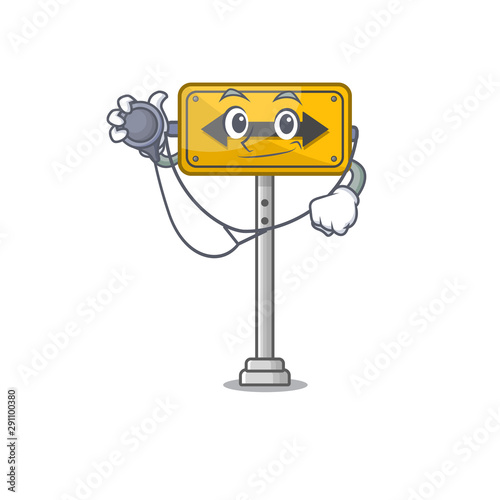 Doctor pass on either side isolated cartoon