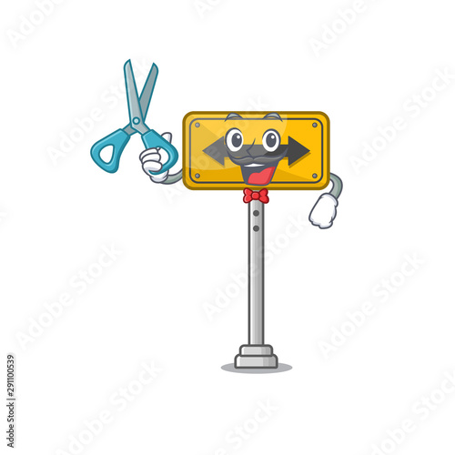 Barber pass on either side isolated cartoon