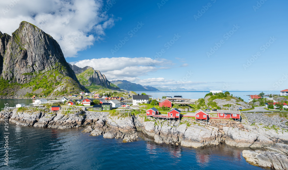 Beautiful landscape in hamnoy village, Lofoten Islands, Norway 