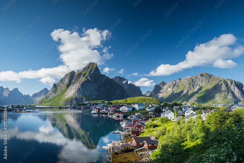 Beautiful Reine fishing village in Lofoten Island, Norway