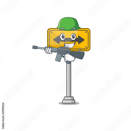 Army pass on either side isolated cartoon