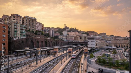 GENOA, ITALY: Genoa, panorama at sunset with a view of the Port and the Piazza Principe Station photo