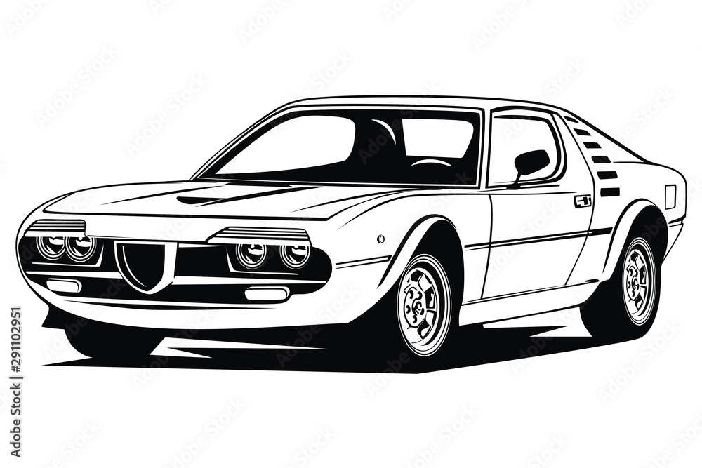 Obraz premium Classic vector retro vintage custom car design