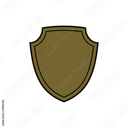 Free Download Shield shape gold icon. Simple flat logo on white background. Symbol of security, protection, safety, strong. Element badge for protect design emblem decoration Vector illustration - GFXLoad