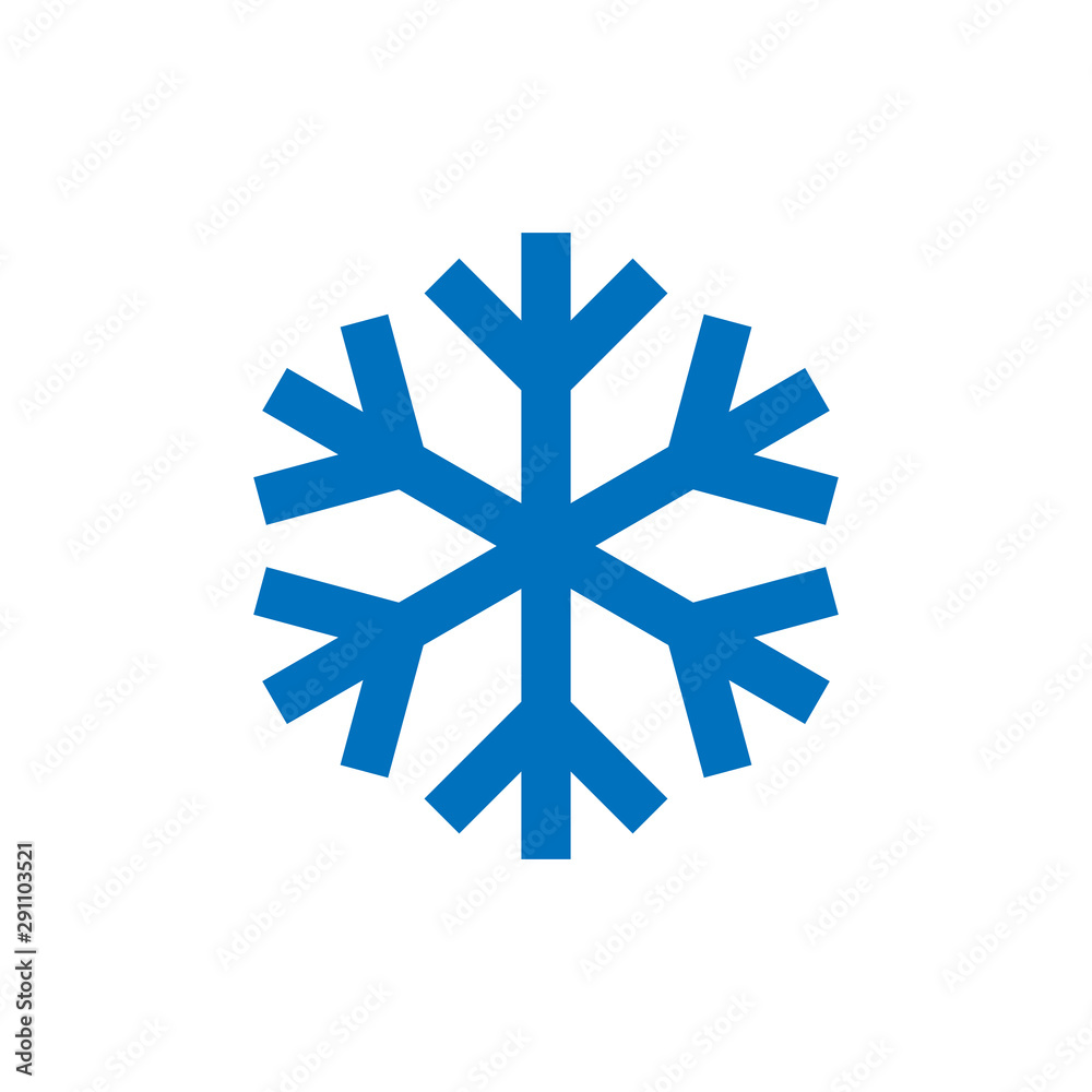 Snowflake sign. Blue Snowflake icon isolated on white background. Snow flake silhouette. Symbol of snow, holiday, cold weather, frost. Winter design element. Vector illustration Snowflake sign. Blue Snowflake icon isolated on white background. Snow flake silhouette. Symbol of snow, holiday, cold weather, frost. Winter design element. Vector illustration