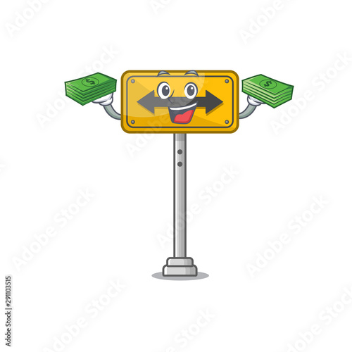 With money bag pass on either side the cartoon