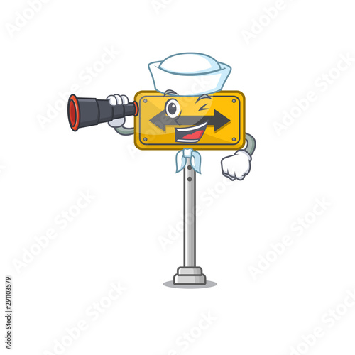 Sailor with binocular pass on either side the cartoon