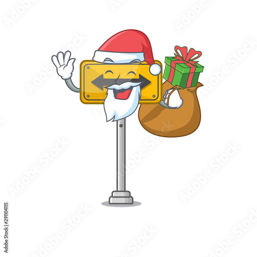 Santa with gift pass on either side a mascot