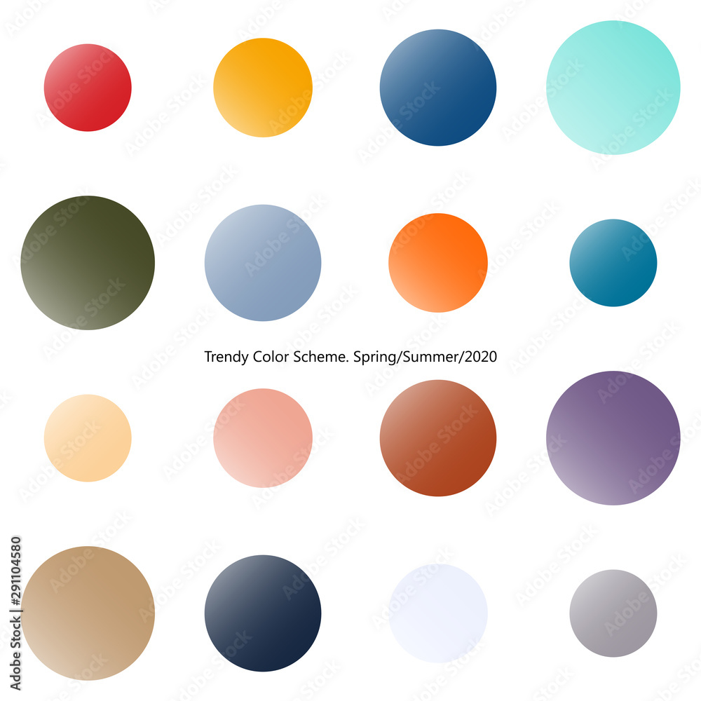 Trendy color scheme by gradient. Spring and summer 2020