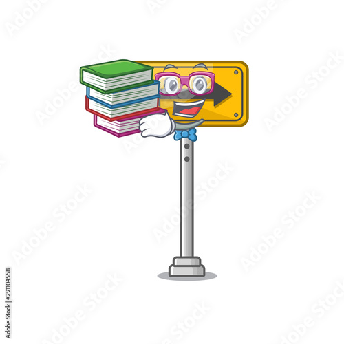 Student with book pass on either side a mascot