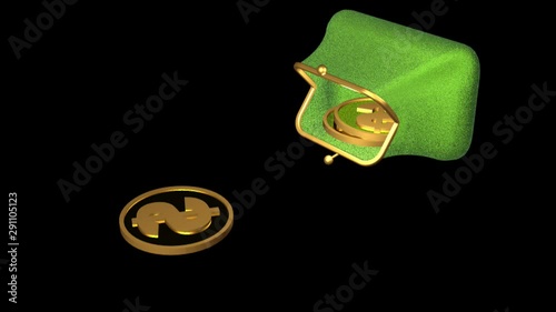 Coins and purse on black - business metaphor