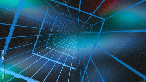 Blue square tunnel on black background