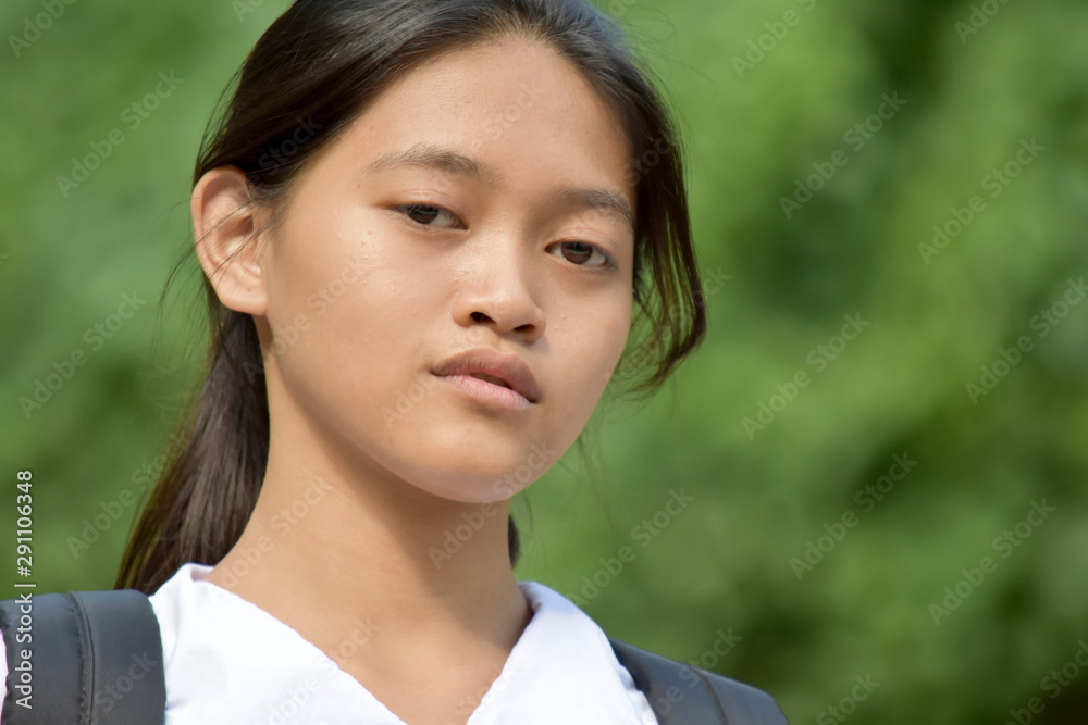 Unemotional Diverse Student Teenager School Girl Unemotional Diverse Student Teenager School Girl