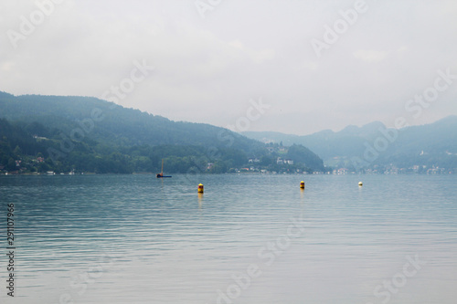 Panorama of Worthersee from promenade in Portschach, Austria