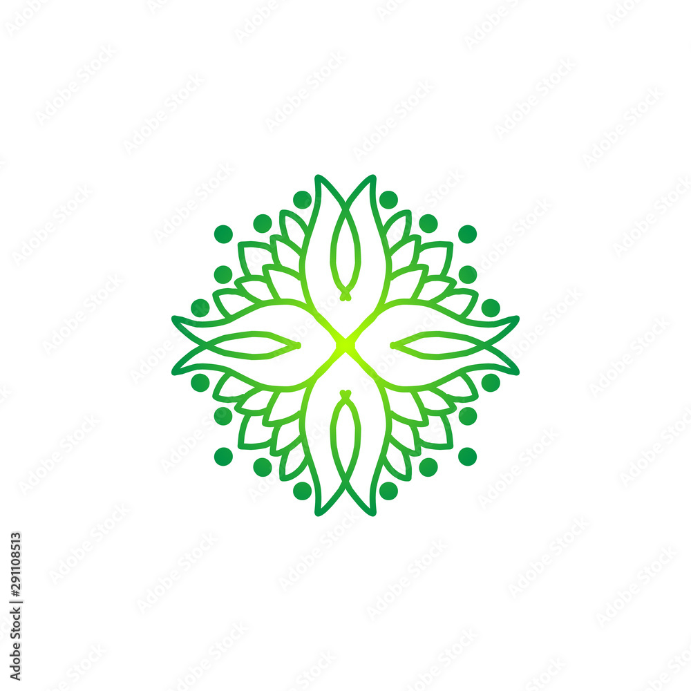 geometric flower and leaves