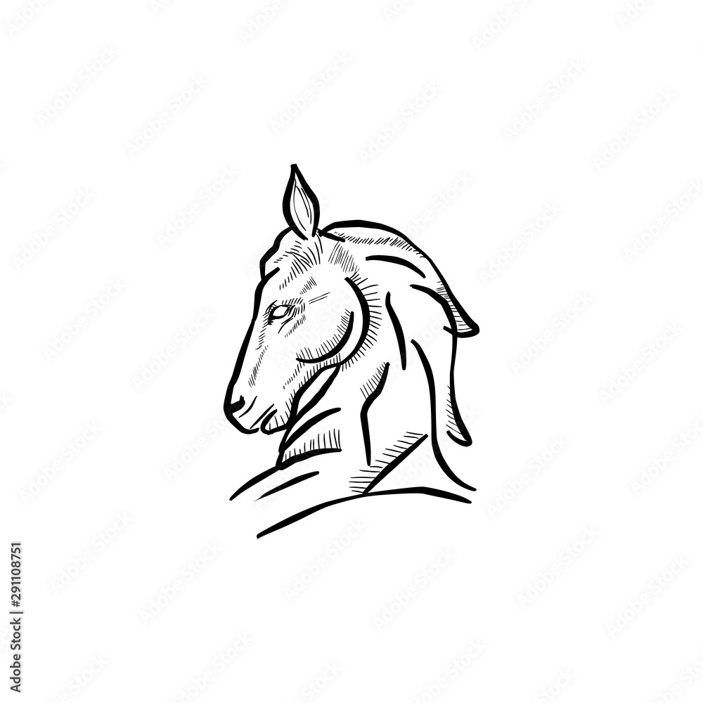 horse knight chess head logo