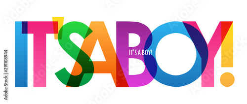 IT'S A BOY! colorful vector typography banner