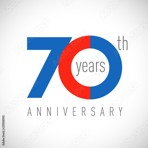 70 th anniversary numbers. 70 years old congrats, colorful logotype. Congratulation idea. Isolated abstract graphic design template. Coloured digits. Up to 70% off discount. Anniversary logo concept.