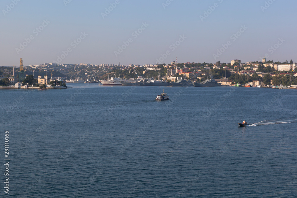 View from the North side of the Sevastopol port in the early summer morning, Crimea View from the North side of the Sevastopol port in the early summer morning, Crimea