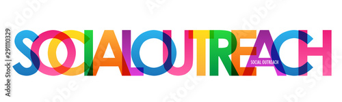 SOCIAL OUTREACH colorful vector typography banner