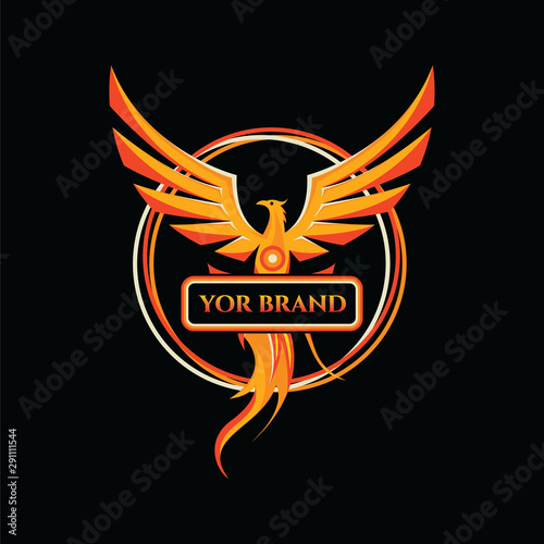 Phoenix Fire Bird Flying abstract Logo design vector template. Dove Eagle Logotype concept icon.