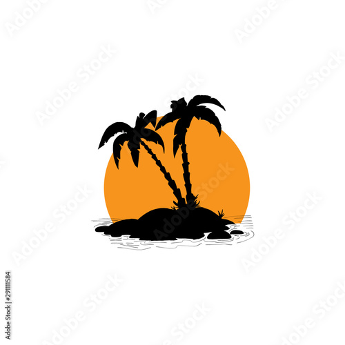 Palm trees on the ocean island