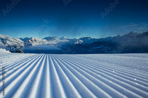 Beautiful view from the ski slopes in France, St. Gervais. 