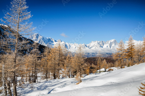 Tableau sur toile Vista innevata sul Bianco