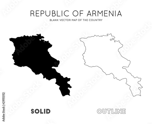 Armenia map. Blank vector map of the country. Borders of Armenia for your infographic. Vector illustration.