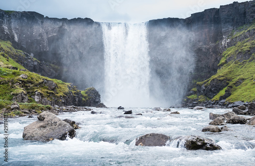 Fotografie, Obraz Beautiful view of Gufufoss, a waterfall in Seydisfjordur, Iceland