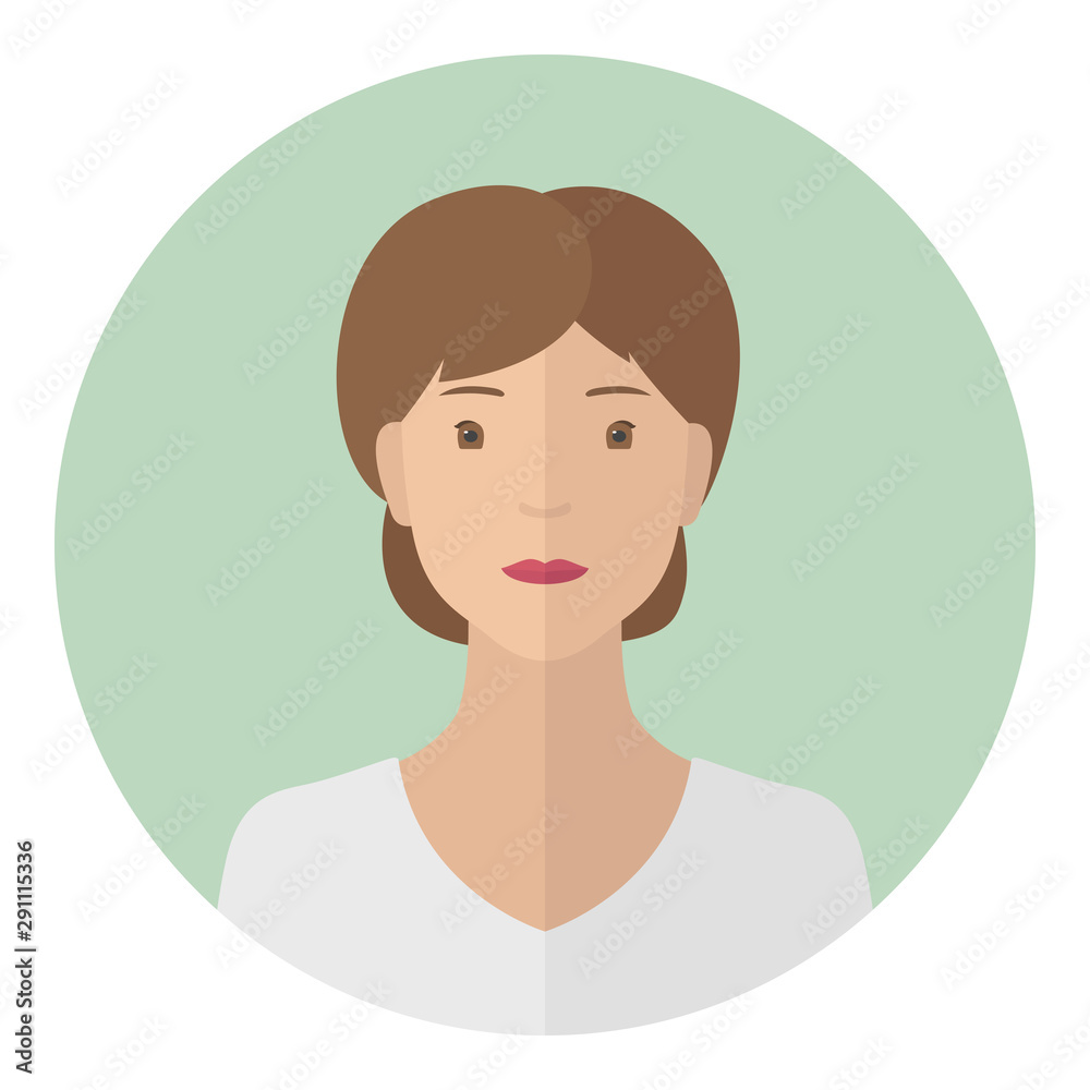 Caucasian girl. Profile picture. Vector icon.