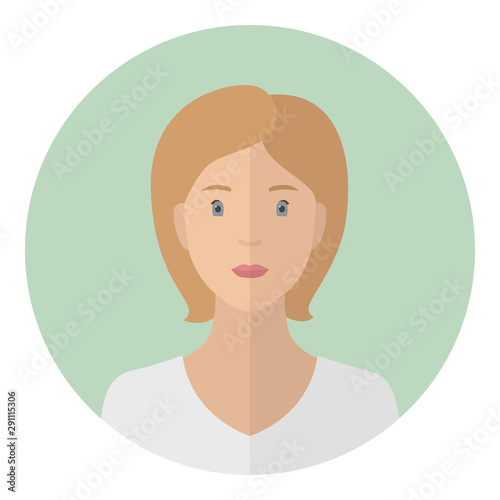 Caucasian girl. Profile avatar. Vector icon.