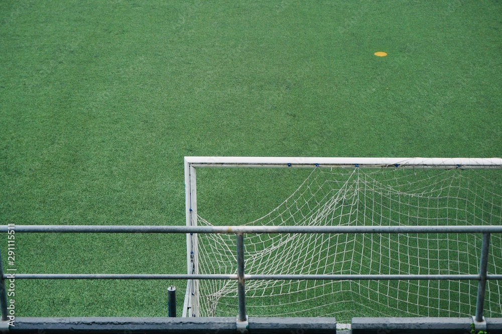 Fototapeta premium empty soccer field, green grass int he stadium