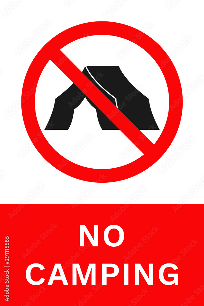 NO CAMPING sign. Vertical banner. Vector. NO CAMPING sign. Vertical banner. Vector.