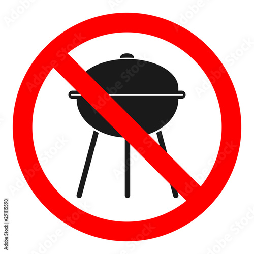 NO GRILL ZONE sign. Vector.