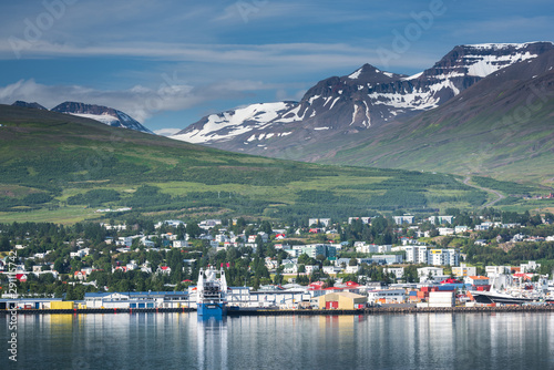 Schilderij op canvas Beautiful Akureyri in Iceland in Summer