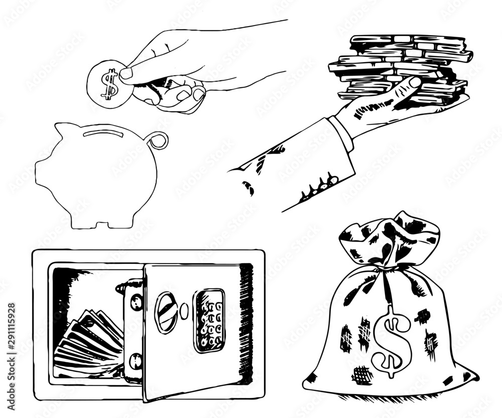 Open Money Bag Drawing