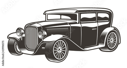 Vintage vector illustration of hot rod