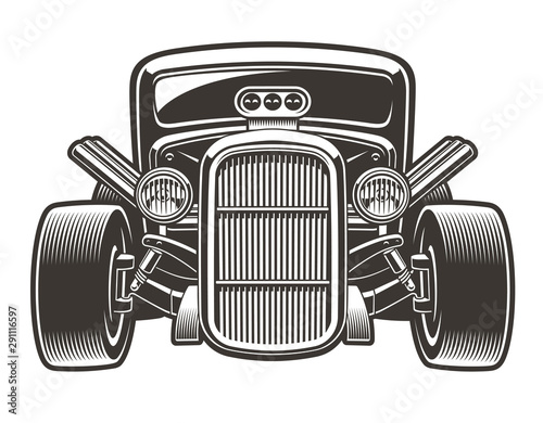 Vector illustration of hot rod in full face